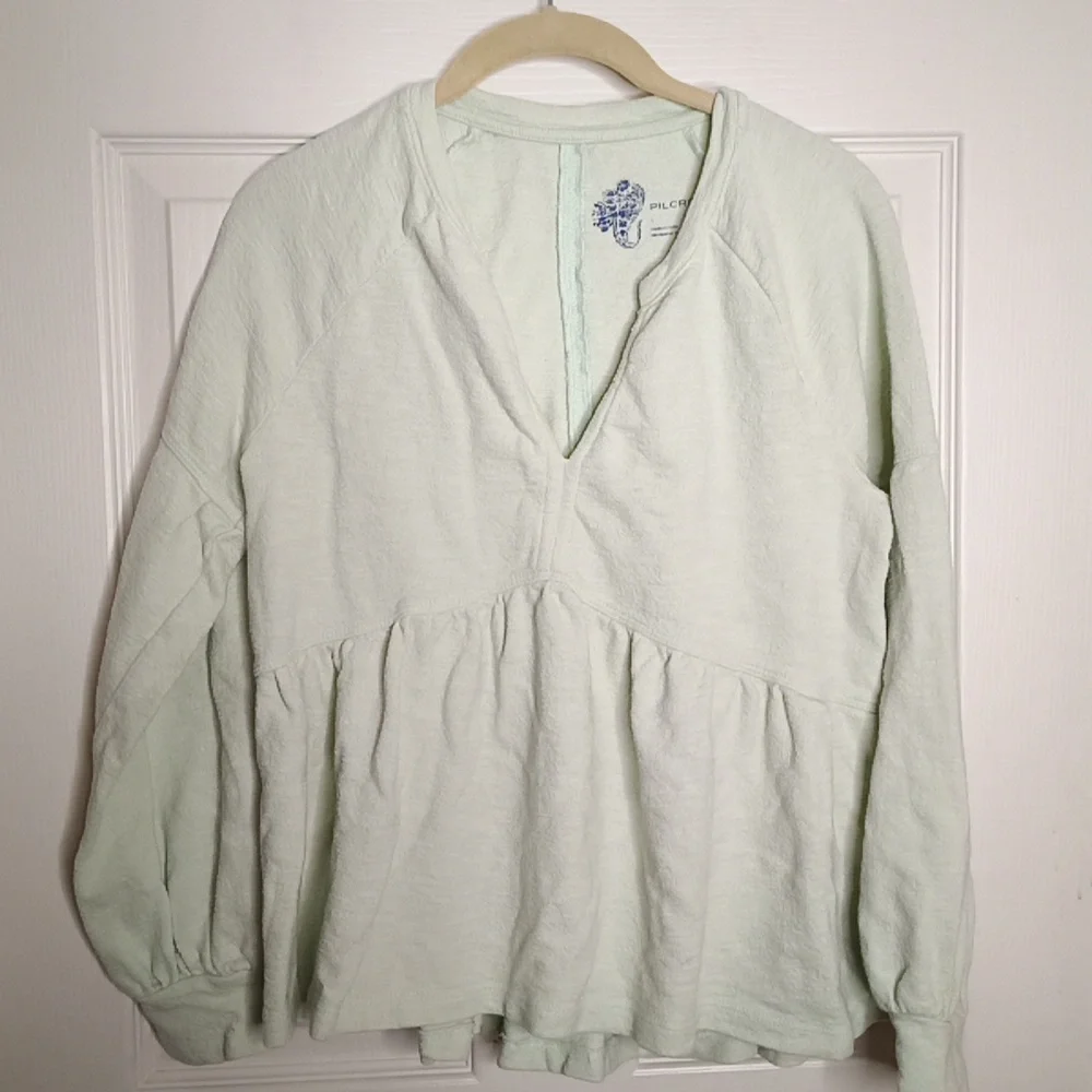 Anthropologie Pilcro Long Sleeve Baby Doll Top Sz. Small Mint Green - Picture 4 of 8